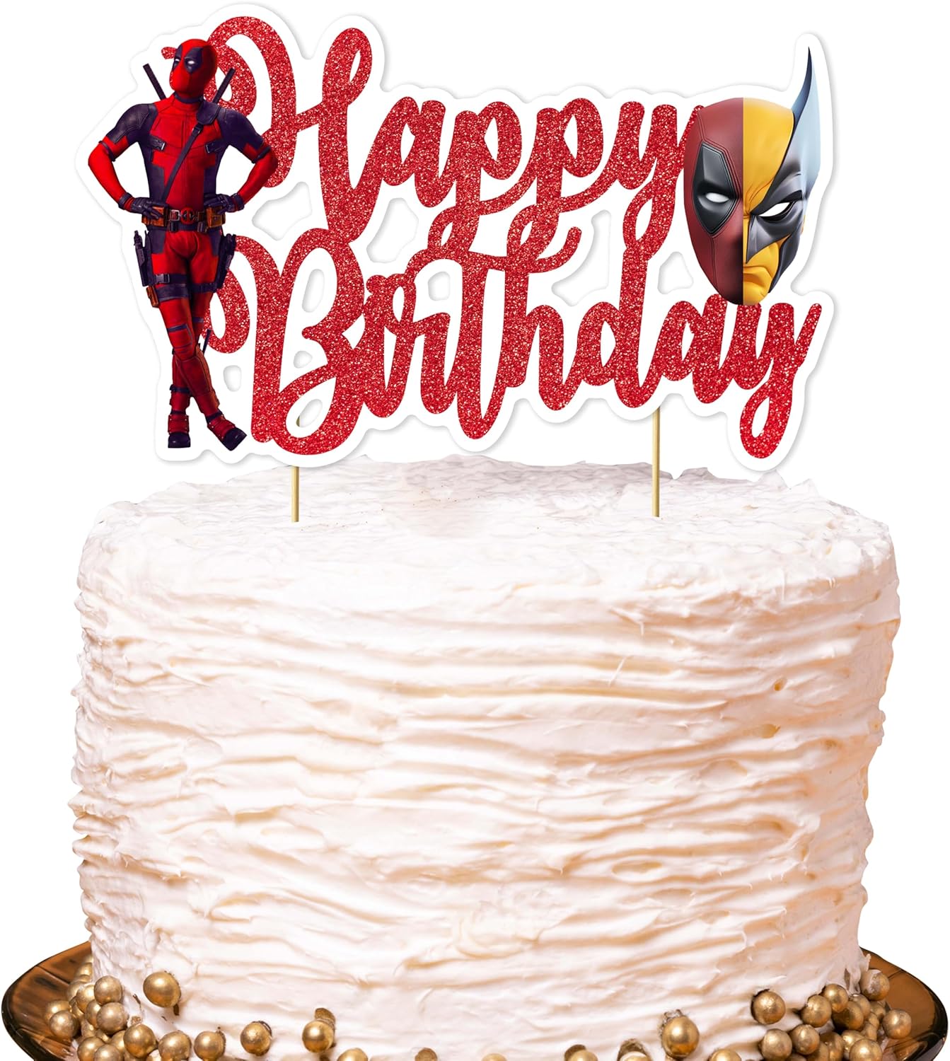 Dedpol Happy Birthday Cake Topper Decoration – Superhero Theme Cake Topper for Birthday Parties, Celebration Events, Dessert Table Décor, Theme Party Supplies and Festive Cake Decorations