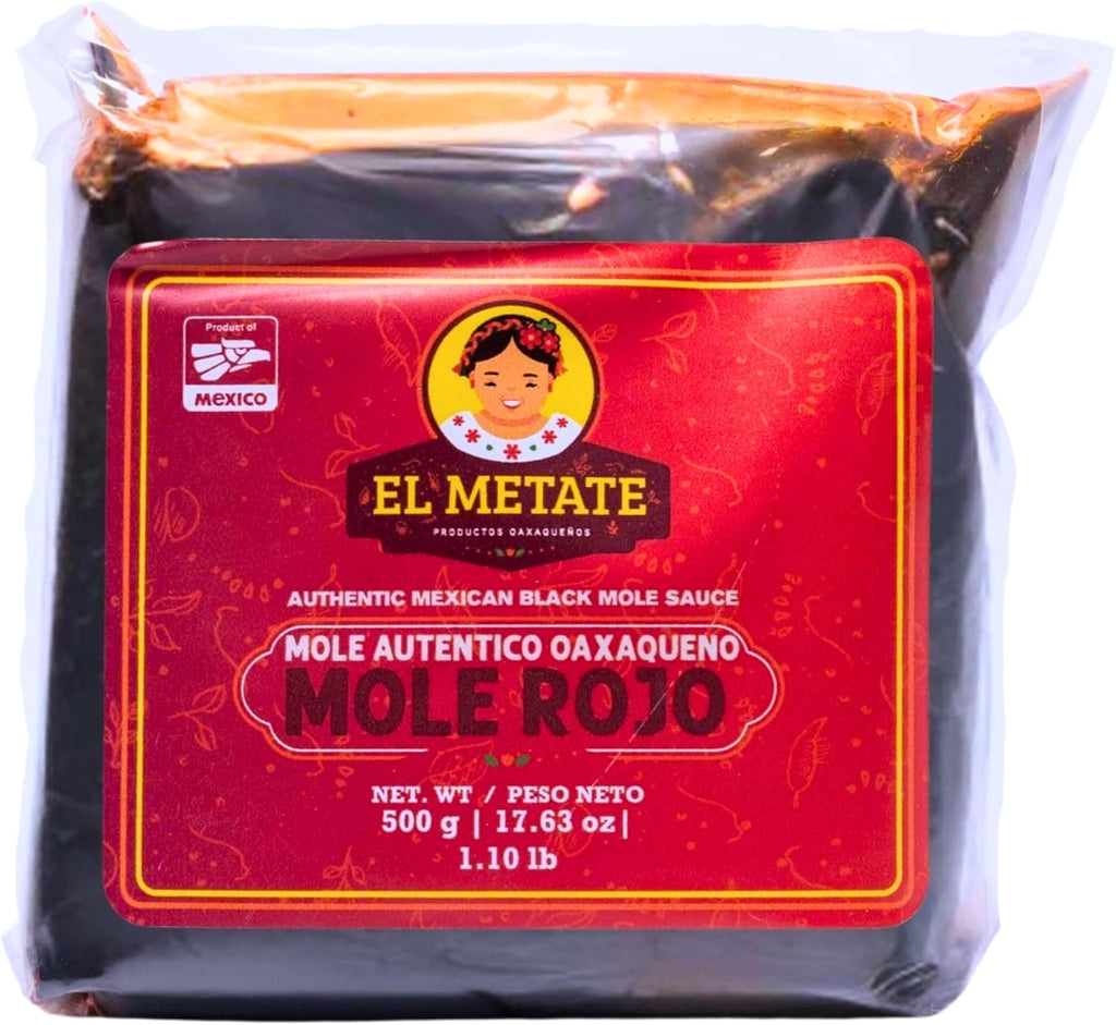 El Metate - Authentic Mole Rojo Oaxaqueño - Traditional Mexican Sauce - Imported Mole Paste from Oaxaca - 17 Oz (500g) - Rich Flavorful Salsas Mexicanas