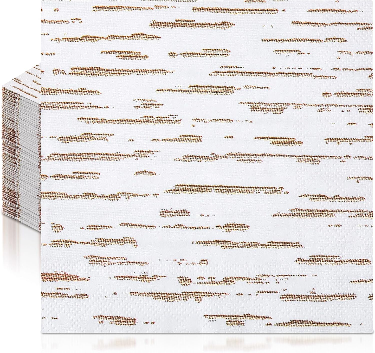 Frienda 60 Pcs Birch Rustic Cocktail Paper Napkins 3-ply 5 x 5 Inch Disposable Beverage Napkins Decorative Birthday Decor for Baby Shower Wedding Table Party Supplies