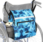 ZHCHG Wheelchair Bags, Wheelchair Backpack with Cup Holder, Wheelchair Bags to Hang on Back, Electric Wheel Chair Accessories, Large Storage Bag for Walker Rollator- Cyan