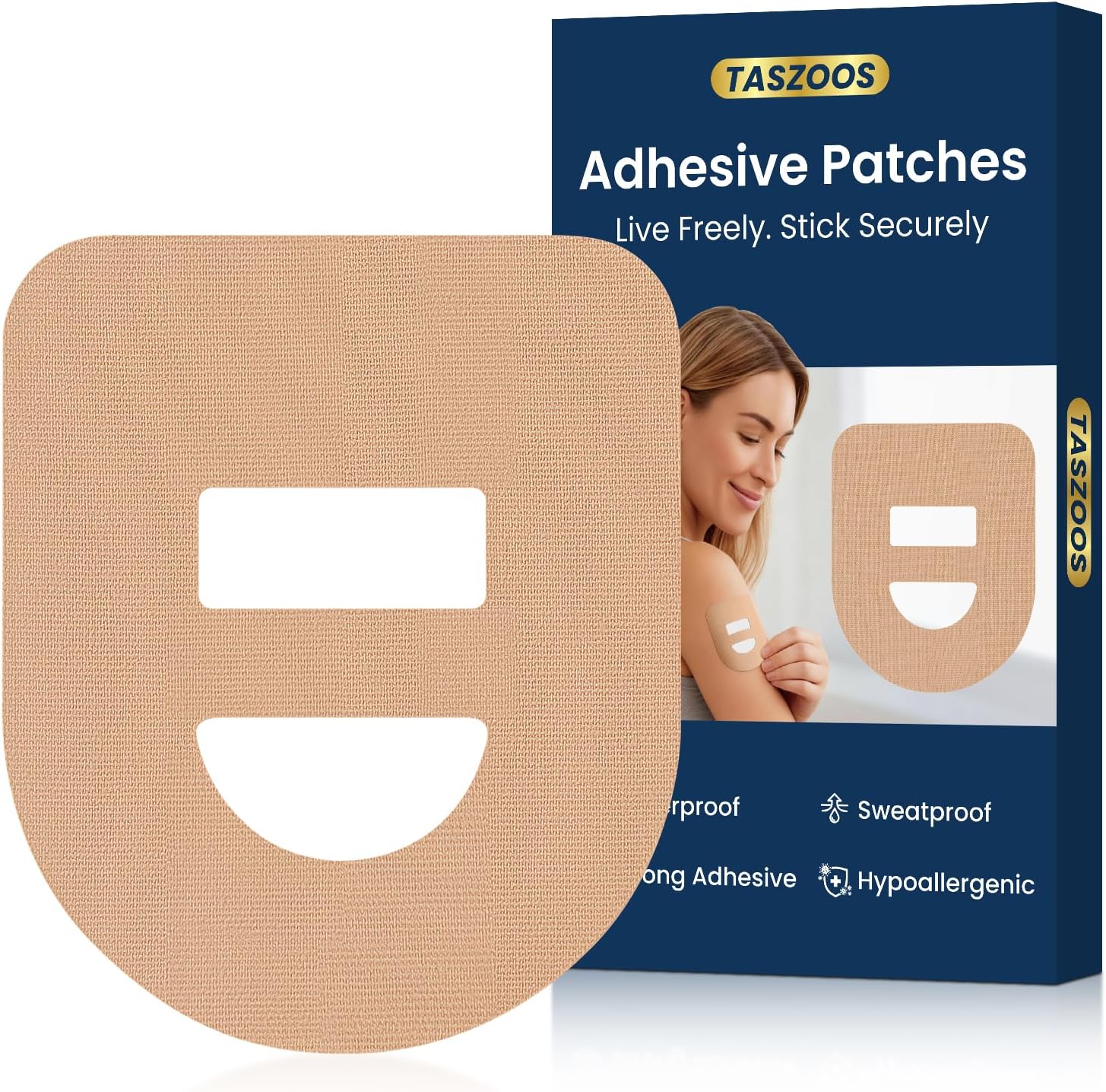 Adhesive Overpatches for Omnipod 5, Waterproof & Sweatproof Patches with Stretchable Middle Strap, Split Backing for Easy Application, 30 PCS Nude Patches