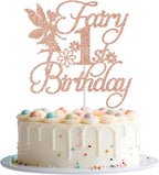 Rose Gold Floral Fairy 1st Birthday Cake Topper – Enchanted Fairy First Birthday & Baby Shower Party Decoration