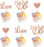 24Pcs We Still Do Cupcake Toppers Glitter Love Heart Marriage Anniversary Cupcake Picks Bridal Shower Wedding Engagement Birthday Cake Decorations Supplies - Rose Gold Glitter