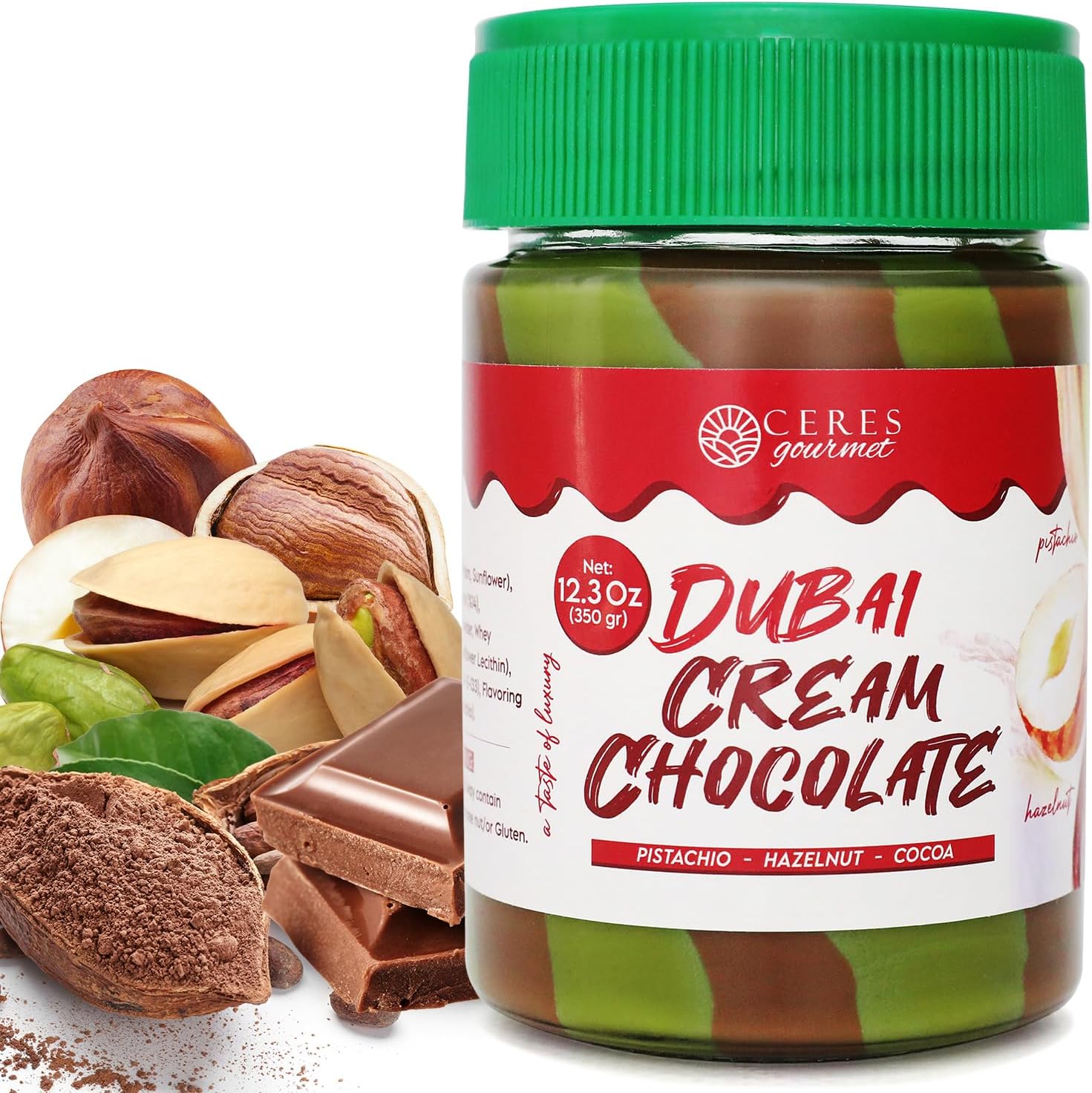 Pistachio Hazelnut Butter Spread for Dubai Chocolate -12.3 oz– Sweet Pistachio and Hazelnet Cream for, Desserts & Baking & Breakfast