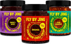 FLYBYJING Sichuan Chili Crisp Bundle: Three Premium Chili Sauces Good on Noodles, Proteins, Veggies & Everything - Spicy, Savory, Crunchy Vegan Hot Sauces, Great Gift for Foodies 6oz (Pack of 3)