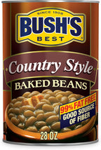 BUSH'S BEST Canned Country Style Baked Beans, Source of Plant Based Protein and Fiber, Low Fat, Gluten Free, 28 oz