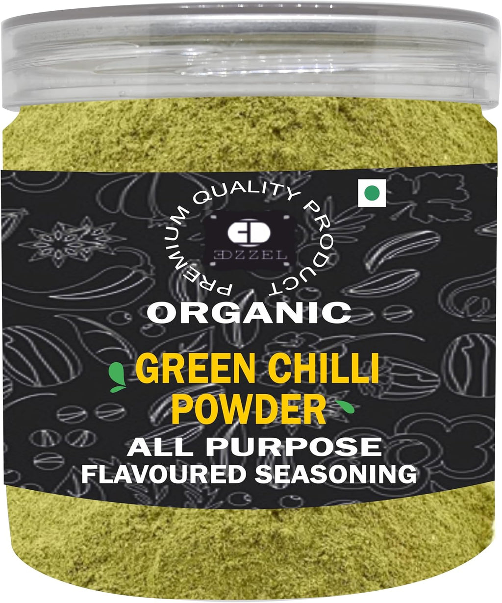 EDZZEL Unique Premium Indian Natural Green Chilli Powder -100 GRAM (Pack Of 1)