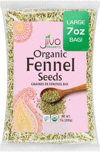 Jiva Organic Fennel Seeds 7 Oz Bag - Non-GMO, Certified, Vegan - Resealable Bag - Product of India