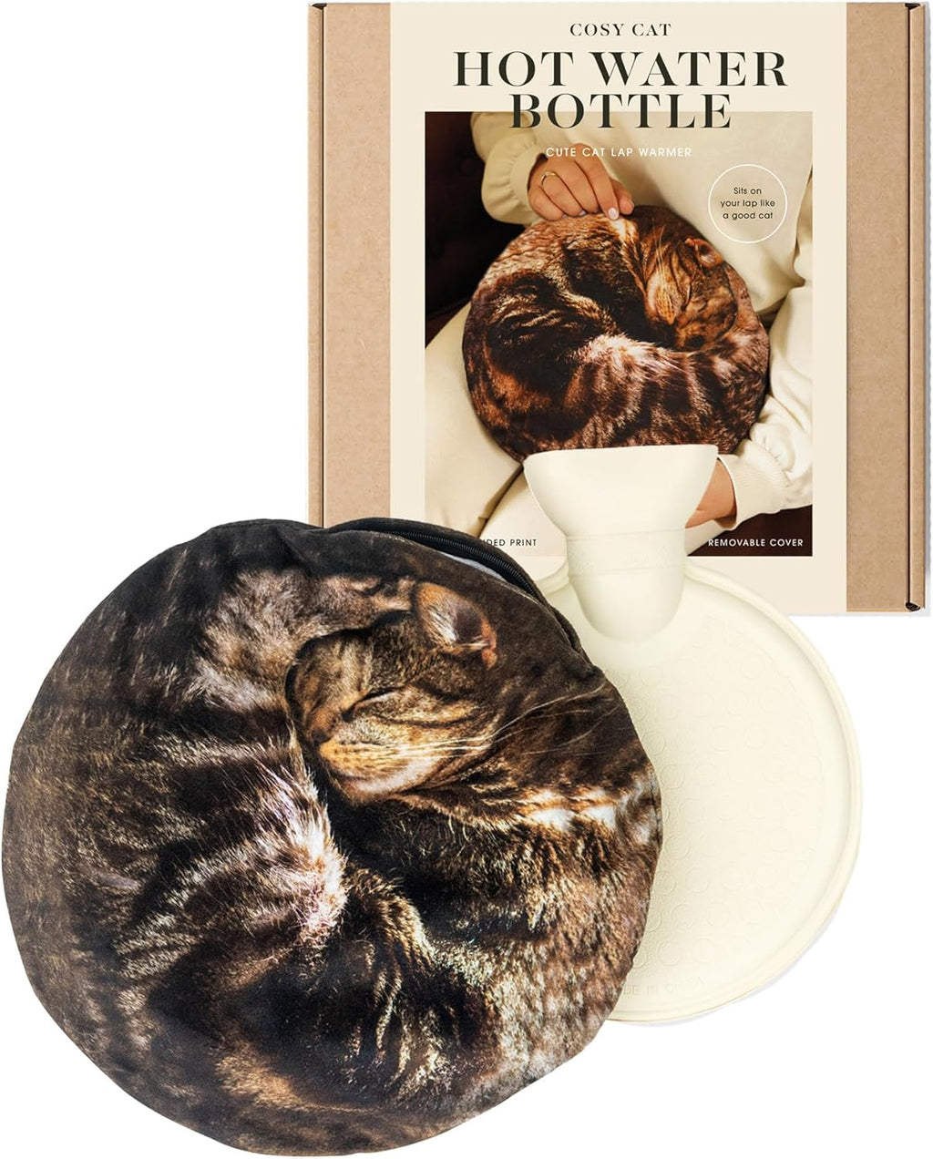 Suck UK | Cat Hot Water Bottle | Hot Water Bottles for Period Pain Relief & Neck Waterbottle | Fluffy Bottle Animal | Cat Gifts for Women & Cats Lover Gifts | Animal Bottles