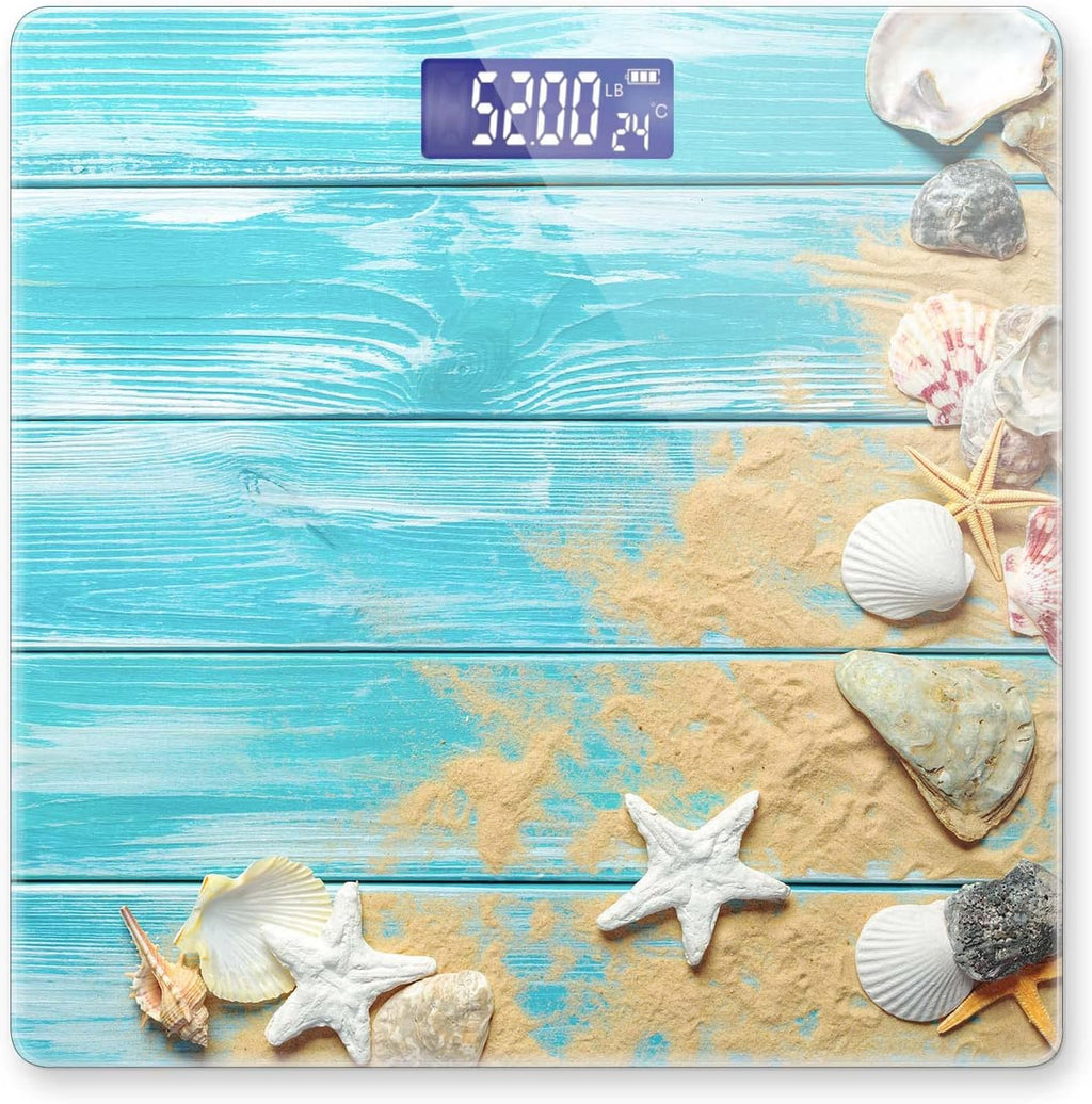 Weight Scale Digital Scale for Body Weight Bathroom Scales Personalized Scale for Body Weight 400 lbs with Large Backlit Display Easy Read - Beach Boat Deck Shells