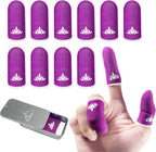 Jwh 10 Pcs Silver Fiber Game Finger Sleeves Thumb Sleeves Mobile Gaming Cots Covers Finger Gloves with Touchscreen for Pubg Fundas para Dedos Dedales Gamer Profesionales