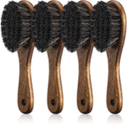 Patelai 4 Pieces Barber Fade Brush Set with Natural Fiber Wooden Handle Beard Styling Brush, Neck Duster, and Cleaning for Men's Grooming (Brown)