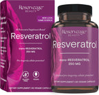Reserveage Beauty Resveratrol 250 mg - Best Trans-Resveratrol - Vegan Antioxidant Supplement for Cellular & Heart Health - Aids Healthy Aging & Immune Health - 60 Vegetable Capsules