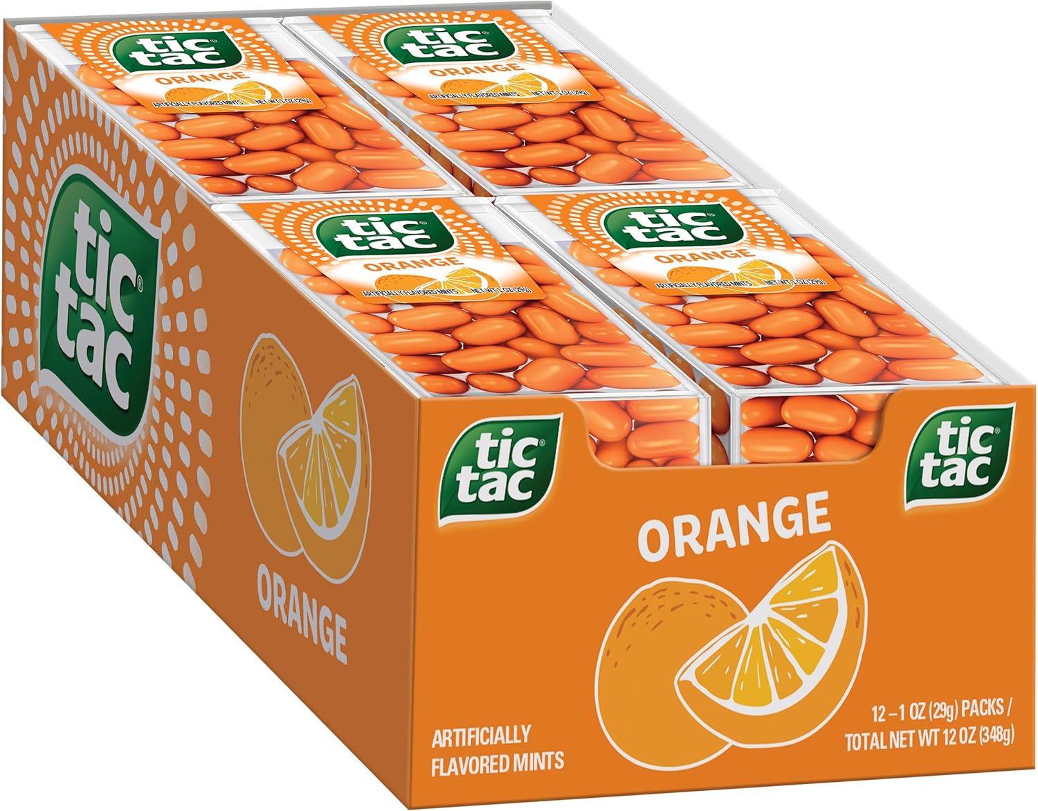 Tic Tac Orange Flavored Mints, Bulk 12 Pack, On-The-Go Refreshment, 1 Oz Each
