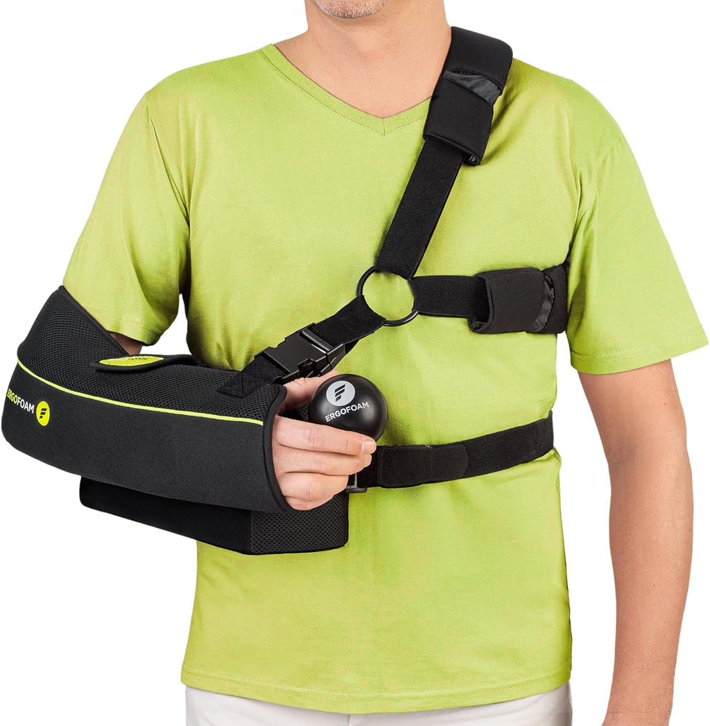 ErgoFoam Shoulder Sling with Abduction Pillow - Premium Abduction Sling Designed for Athletes - Arm Sling Shoulder Immobilizer With Pillow (Right)