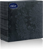 Black Colored Linen-Feel Paper Dinner Napkins, Designed, Texured and Airlaid, 45 Napkins