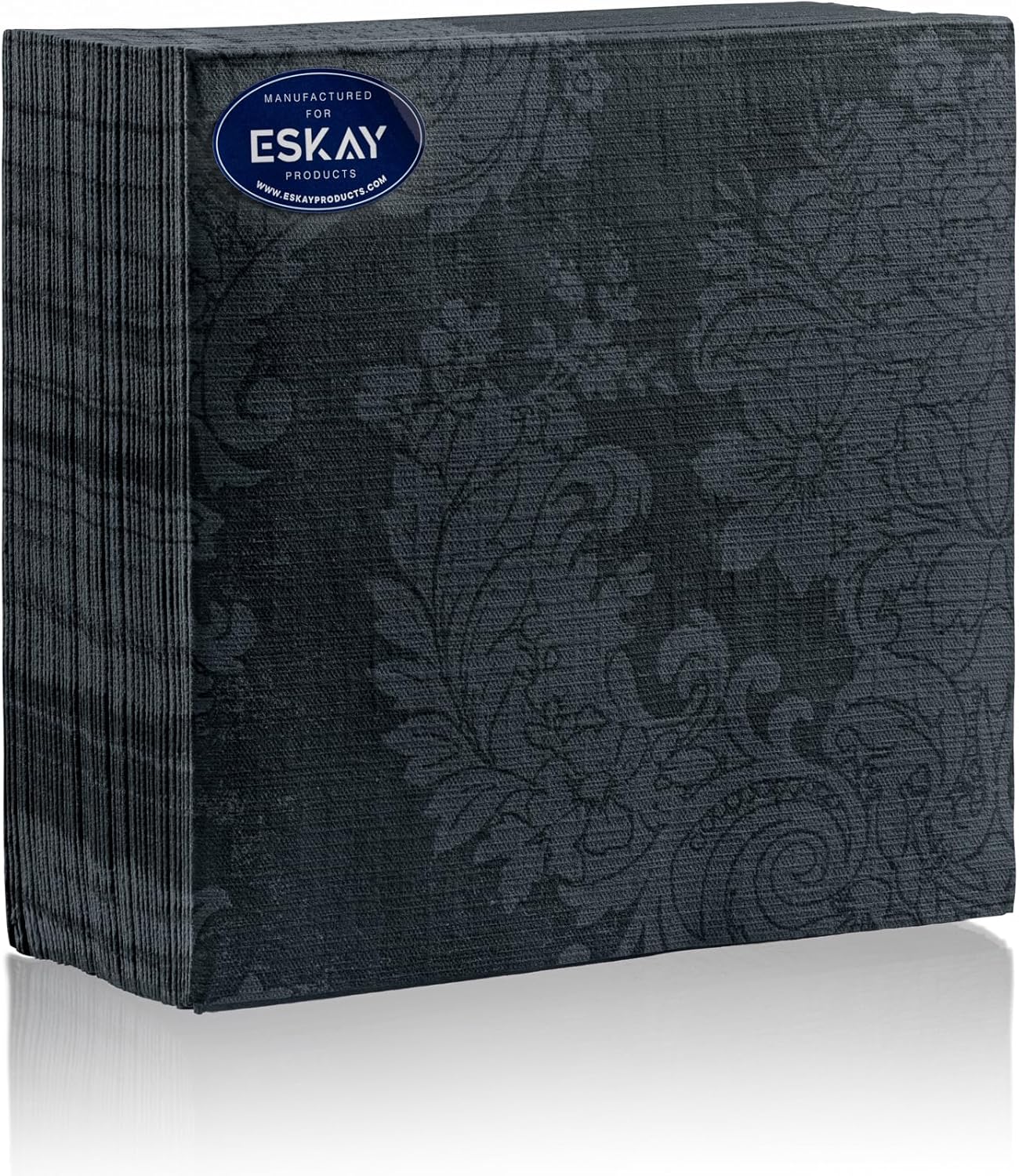 Black Colored Linen-Feel Paper Dinner Napkins, Designed, Texured and Airlaid, 45 Napkins