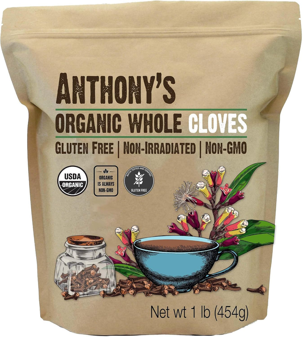 Anthony's Organic Whole Cloves, 1 lb, Gluten Free, Non GMO, Non Irradiated, Keto Friendly