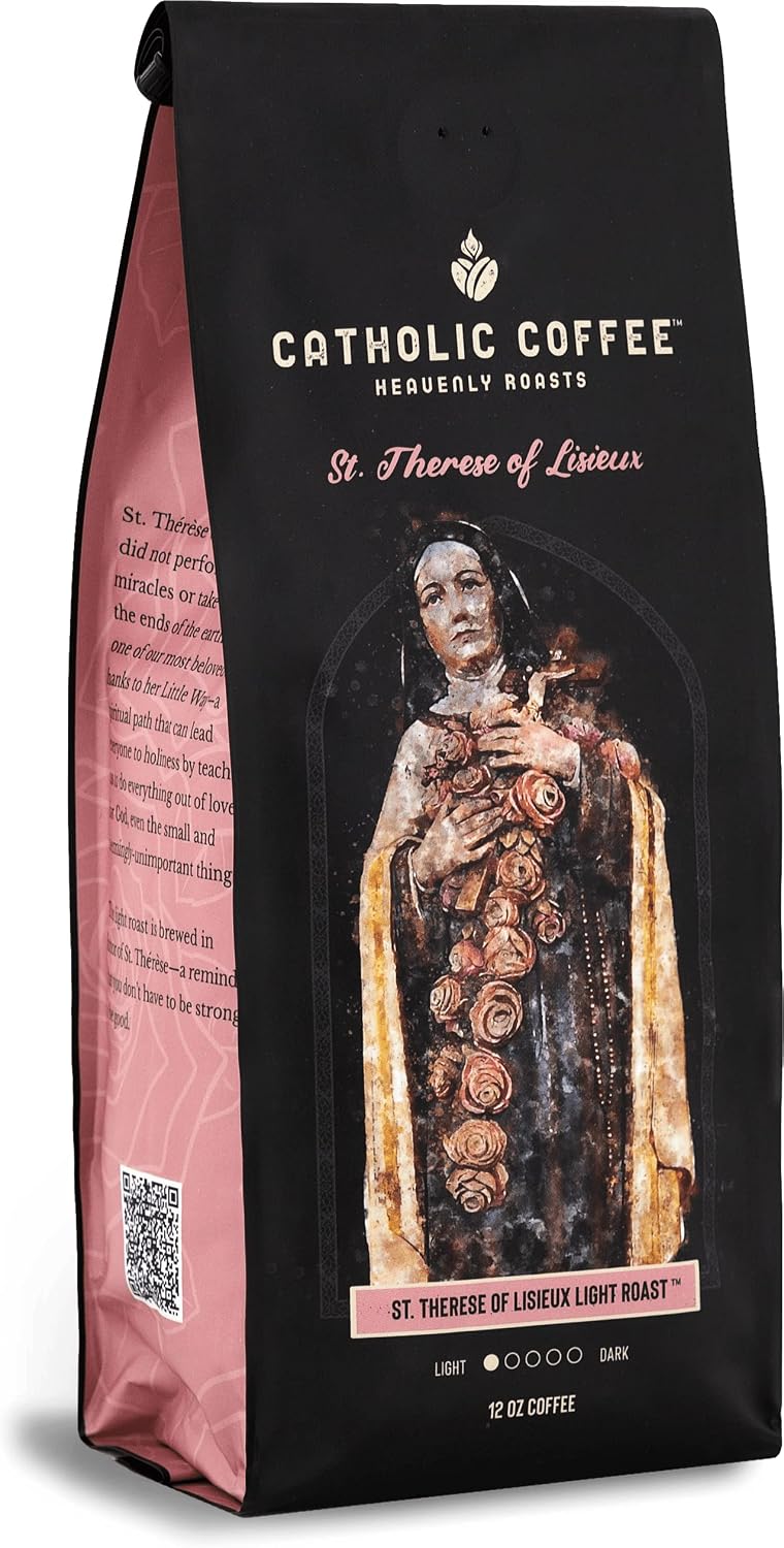 Catholic Coffee St. Thérèse of Lisieux | Light Roast Whole Bean Coffee – Vanilla & Citrus Notes | 12oz Bag – Gentle Catholic Gift Inspired by the Little Flower
