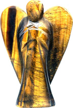 2 Inch Tiger Eye Guardian Angel Figurine Hand-Carved Natural Stone, Excellent for Promoting Balance and Strength