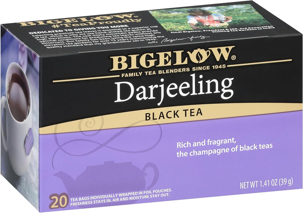 Bigelow Tea Darjeeling Black Tea, Caffeinated Tea, 20 Count Box (Pack of 6), 120 Total Tea Bags