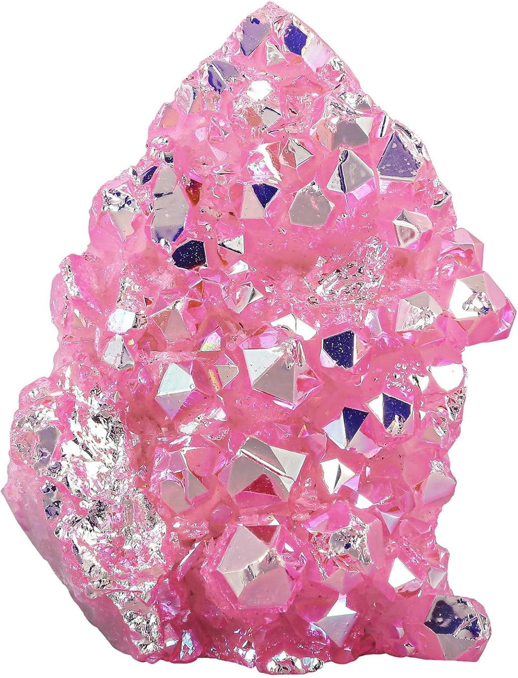 SUNYIK Pink AB Titanium Coated Rock Quartz Cluster Irregular Crystal Geode Stone Specimen Decor for Home Office Meditation, 2.1-4.1"