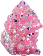 SUNYIK Pink AB Titanium Coated Rock Quartz Cluster Irregular Crystal Geode Stone Specimen Decor for Home Office Meditation, 2.1-4.1"