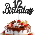 1/2 Birthday Cake Topper - Black Glitter Half Way to One Decoration - 6 Month Baby Shower & Half Birthday Party Supplies