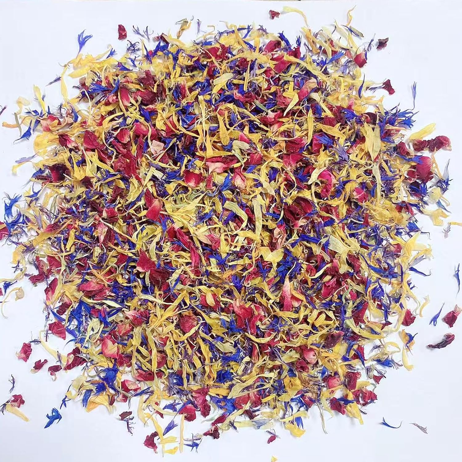 Sentovac Edible Dried Flower Petal Blend Calendula Blue Cornflower and Rose Petals Mix All Natural Food-grade Dried Spring Flower Sprinkles for Baking Cake Decoration Cocktail Desserts 20g/0.7oz