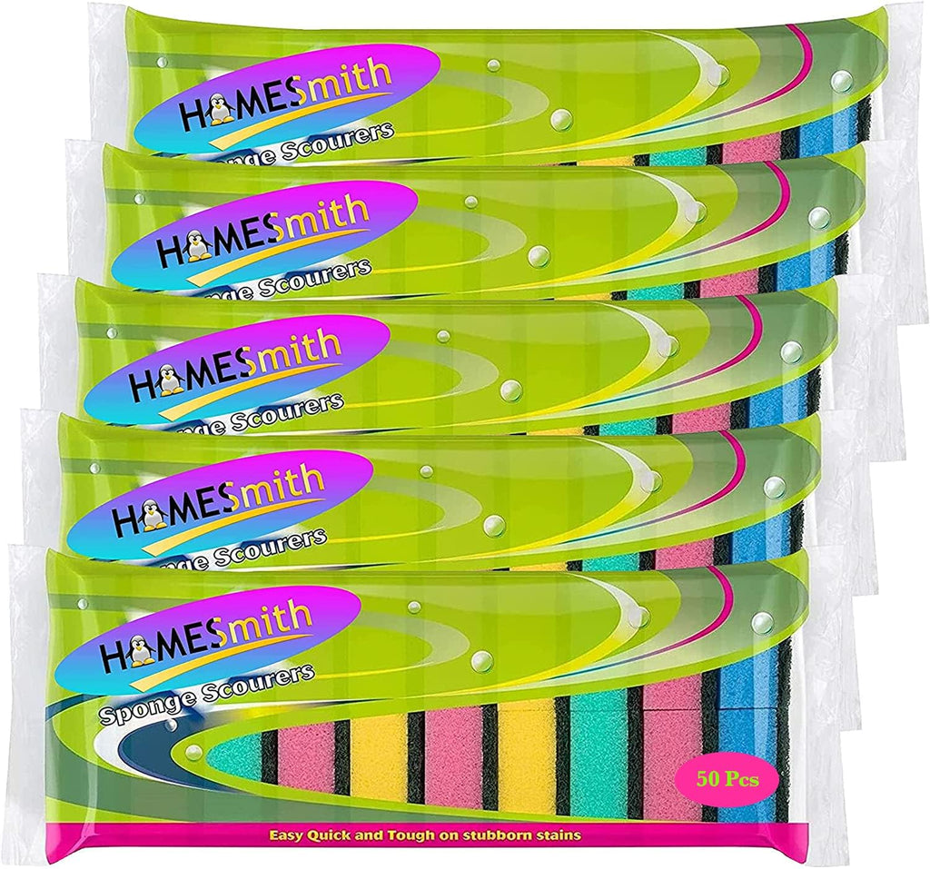 Pack of 50 Sponge Scourer Washing Up Colourful Sponges