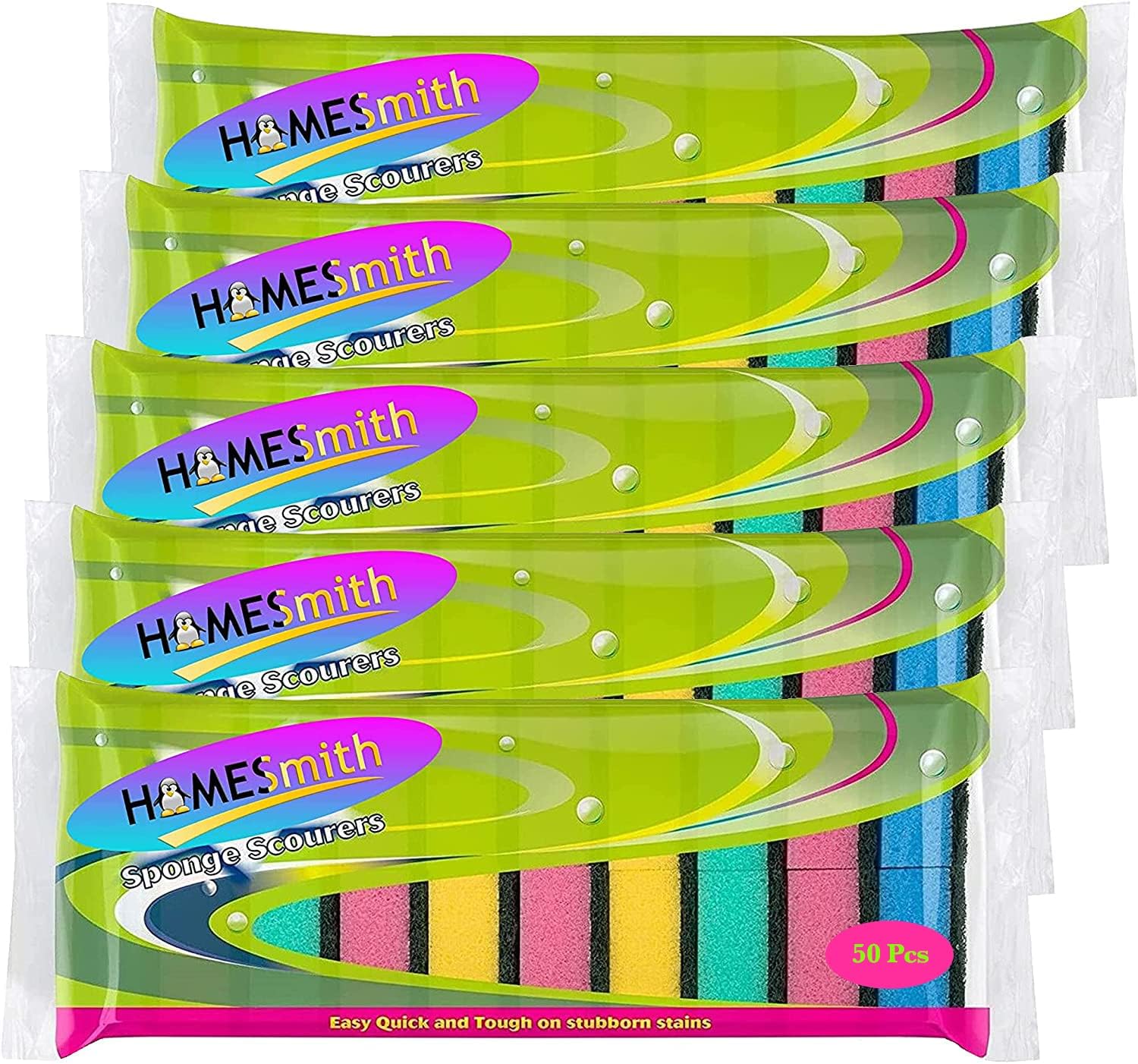 Pack of 50 Sponge Scourer Washing Up Colourful Sponges