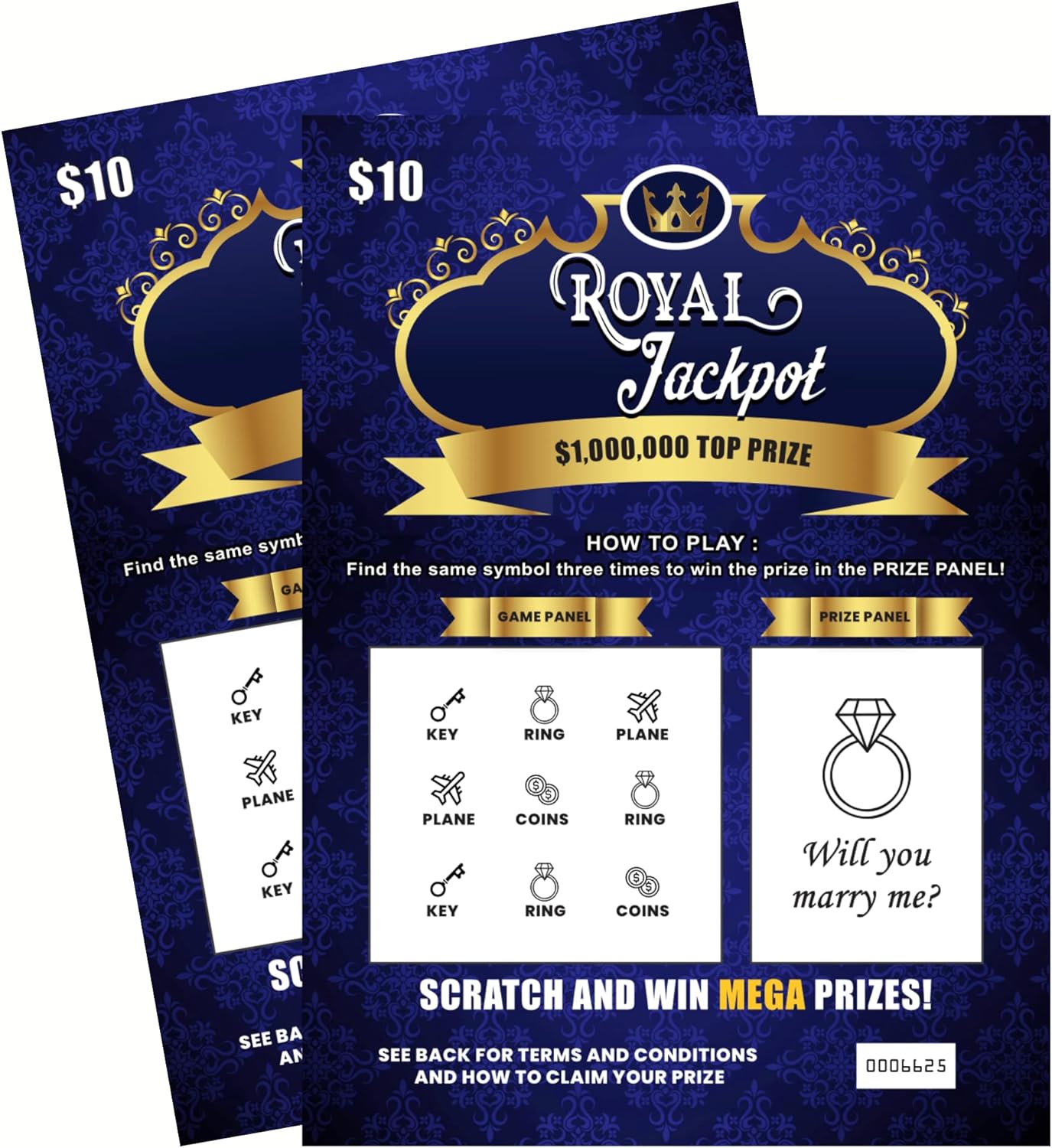 2 Will You Marry Me Proposal Lottery Ticket Scratch Off Cards - Fun and Unique Marriage Proposal Idea, Fake Lotto Scratcher for Wedding Proposal