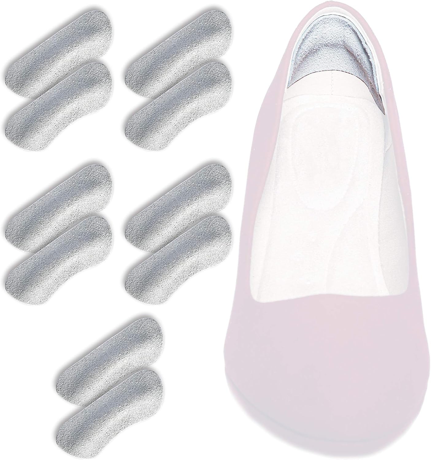 pedag, Stop German Made Soft Suede Leather Heel Grip Unisex One Size Fits All, Gray, Pair, 5 Count
