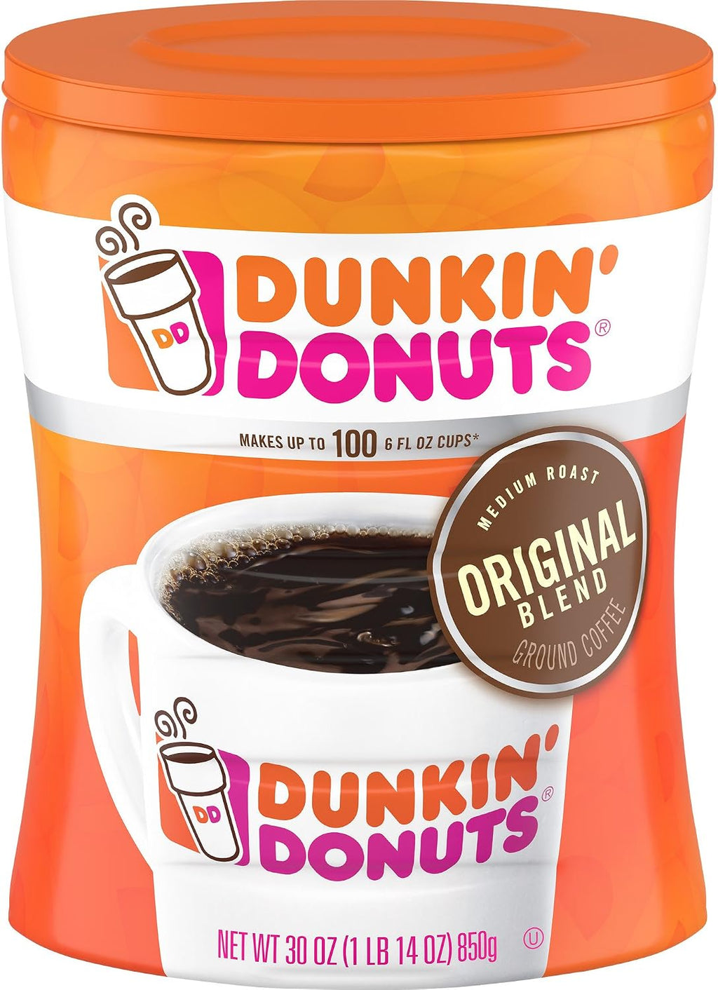 Dunkin' Donuts Original Blend Medium Roast Ground Coffee, 30 Ounces, Pack of 4