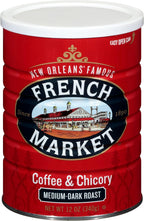 French Market Coffee & Chicory Medium-Dark Roast Ground Coffee, 12oz Can (Pack of 3)