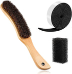 Patelai 3 Pieces Felt Hat Brush Kit Cowboy Cleaner Brush with Hat Size Reducer and Cleaning Sponge for Cleaning Felt Western Cowboy Cowgirl Cap Resizing(Natural)