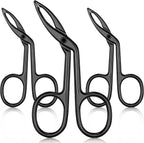 Hicarer 3 Pcs Eyebrow Scissor Tweezers with Handle Flat Straight Tip Facial Hair Eyebrow Tweezer for Women Precision Stainless Steel Brow Remover Slanted Nose Wig Plucker for Women Men(black)