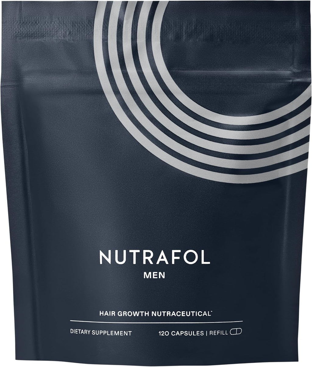 Nutrafol Men's Hair Growth Supplements, Clinically Tested for Visibly Thicker Hair and Scalp Coverage, Dermatologist Recommended - 1 Month Supply, 1 Refill Pouch