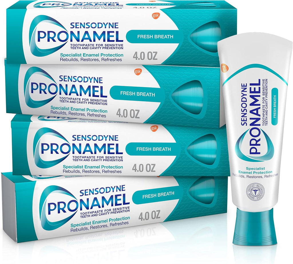 Sensodyne Pronamel Fresh Breath Enamel Toothpaste for Sensitive Teeth and Cavity Protection, Fresh Wave - 4 oz (4 Pack)