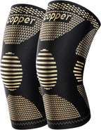 JHVW Copper Knee Brace for Women Men, 2 Pack Knee Braces for Knee Pain, Knee Support Compression Sleeve for Meniscus Tear, ACL & Arthritis Pain Relief