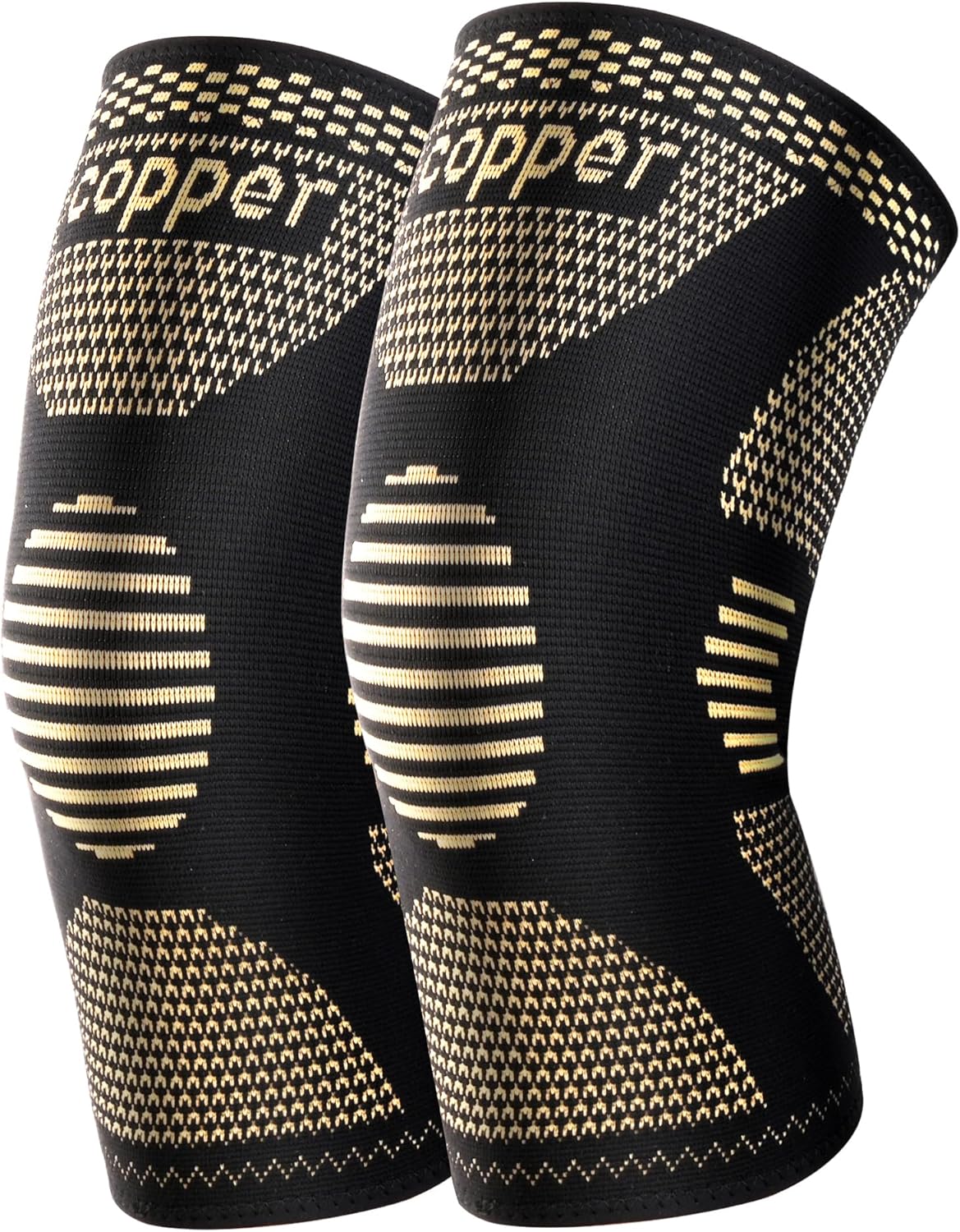 JHVW Copper Knee Brace for Women Men, 2 Pack Knee Braces for Knee Pain, Knee Support Compression Sleeve for Meniscus Tear, ACL & Arthritis Pain Relief