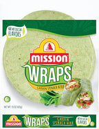 Mission Garden Spinach Herb Wraps, Soft Veggie Wraps, 6 Count, Trans Fat Free