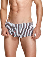 SEAUR Men's Cotton Low Rise Boxer Shorts Plaid Stripe Printed Underwear Pouch Trunks Comfortable Pajamas Shorts