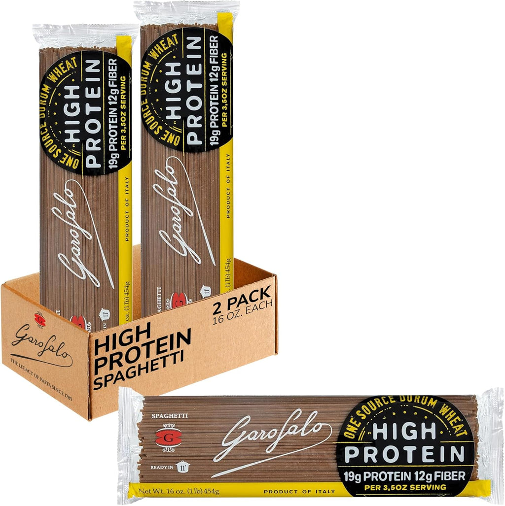 Garofalo - High Protein Spaghetti Pasta | Premium Durum Wheat Semolina with 19g Protein & 12g Fiber | Italian Made, Bronze-Drawn, PGI Certified (16 oz, 2-Pack)