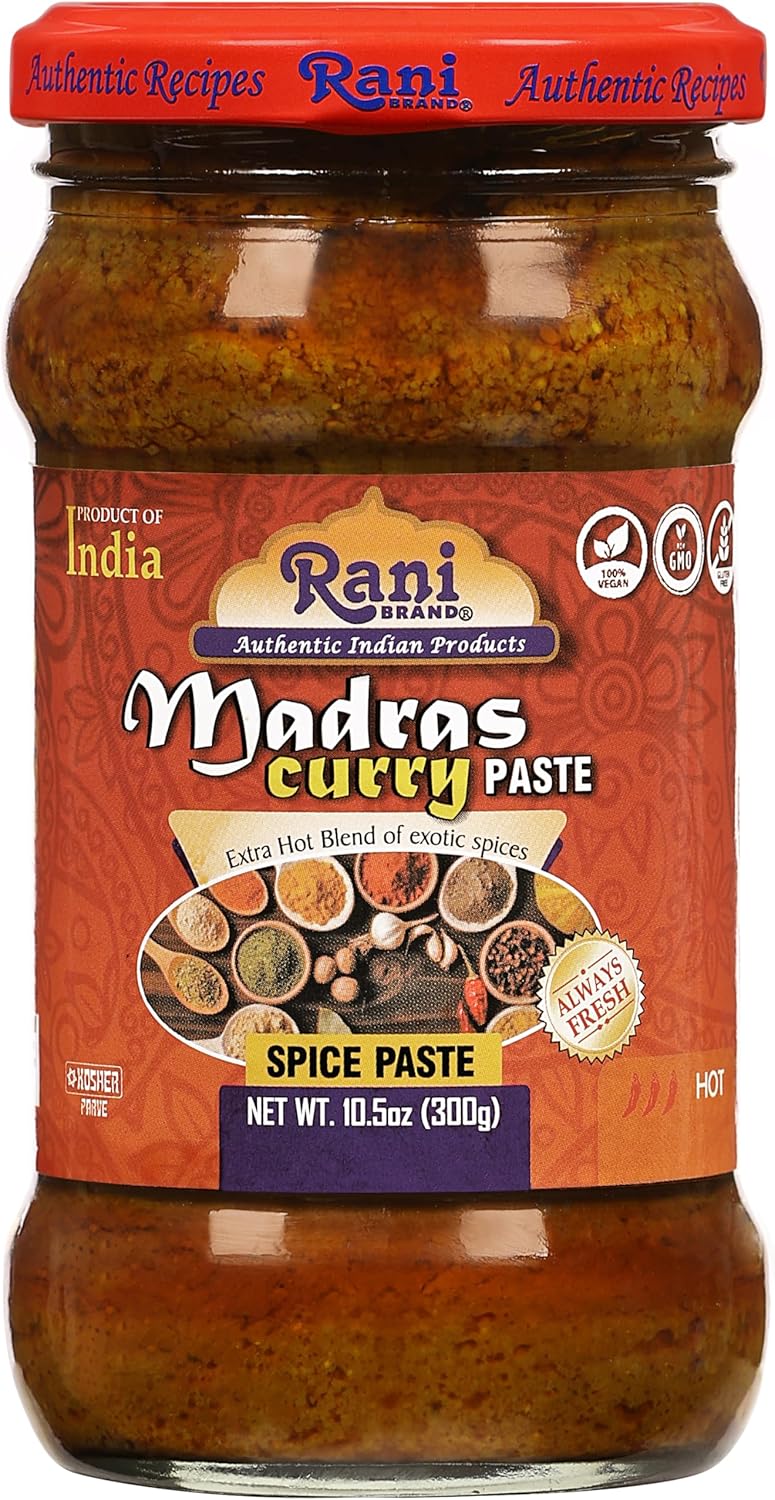 Rani Madras Curry Cooking Spice Paste 10.5oz (300g) Glass Jar ~ No Colors | All Natural | NON-GMO | Vegan | Gluten Free | Indian Origin