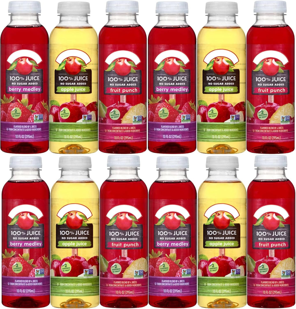 Apple nd Eve's 100% Fruit Juice Variety Pack, 12 Bottles (10 fl oz Each) – Apple, Berry Medley & Fruit Punch, No Sugar Added, Non-GMO
