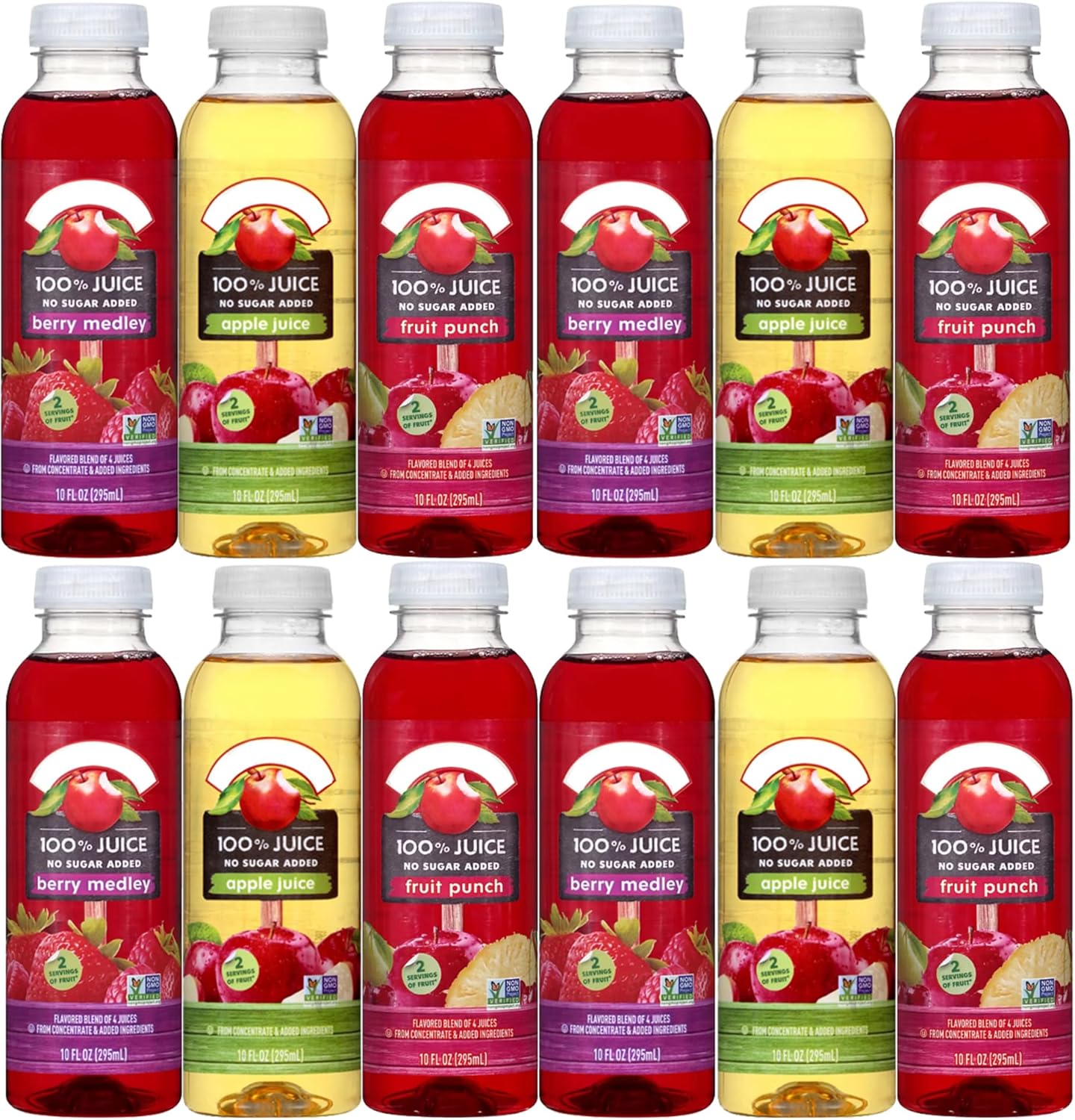 Apple nd Eve's 100% Fruit Juice Variety Pack, 12 Bottles (10 fl oz Each) – Apple, Berry Medley & Fruit Punch, No Sugar Added, Non-GMO