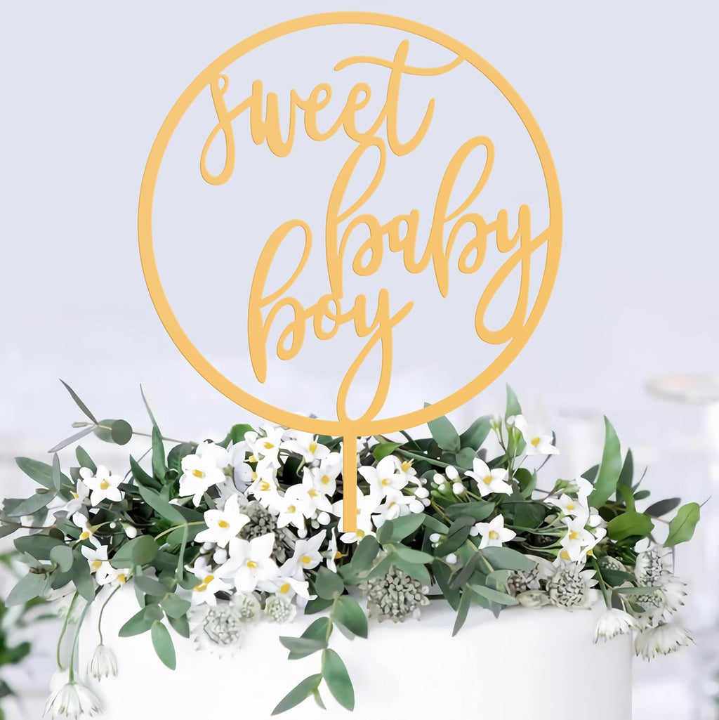 Sweet Baby Girl Cake Topper - Glitter Gold Acrylic Girl Baby Shower Cake Decorations, Gender Reveal Cake Pick (Baby Girl Gold)