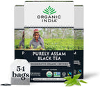 Organic India Purely Assam Black Tea - Caffeinated Herbal Tea Bags with Natural Assam Leaves, Enjoy with Milk & Sweetener, USDA Organic, Non-GMO, Fairtrade Certified - 18 Bags (Pack of 3)