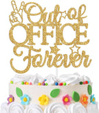 Happy Retirement Cake Topper, I'm Retired Cake Decor, Peace Out of Office Forever, Funny Retirement Party Decorations Gold Glitter